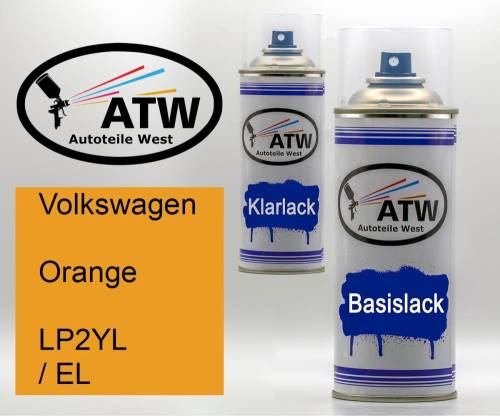 Volkswagen, Orange, LP2YL / EL: 400ml Sprühdose + 400ml Klarlack - Set, von ATW Autoteile West.